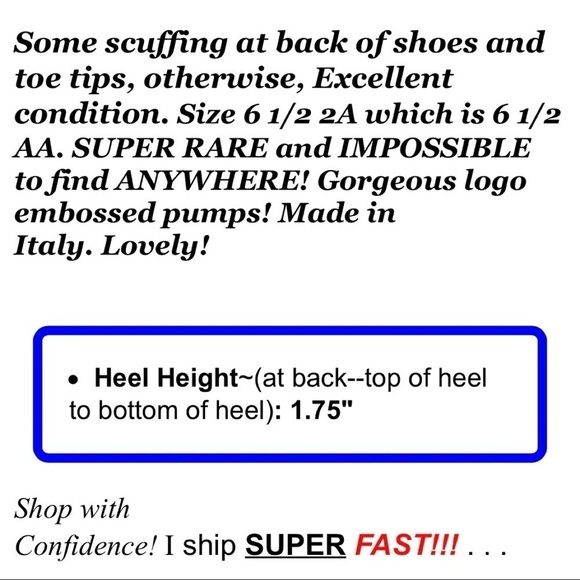 Salvatore Ferragamo Sz 6.5 AA Black Logo Horseshoe Embossed Square Toe Pumps - Picture 2 of 12